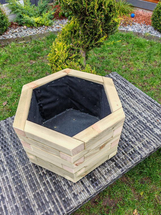Hexagon Wooden Planter  Flower Plant Pot