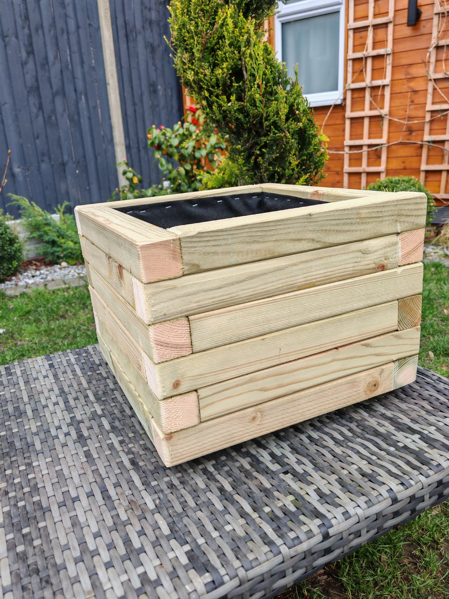 2xSquare Wooden Planter Flower Plant Pot