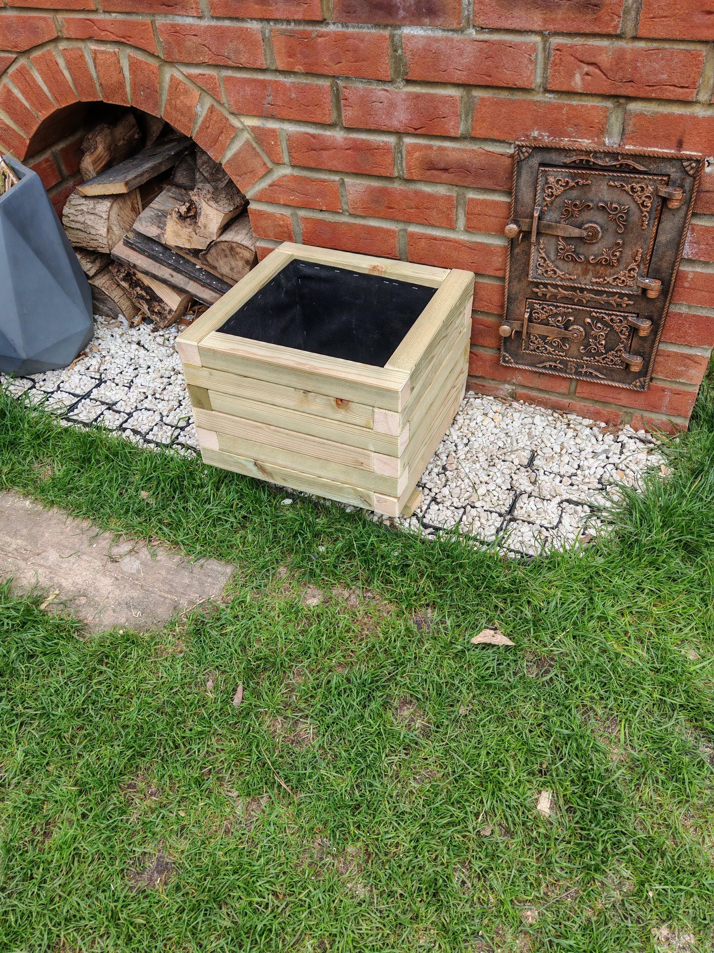 2xSquare Wooden Planter Flower Plant Pot